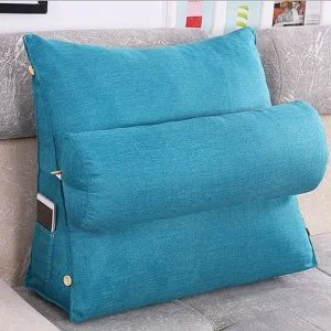 HEATHE Cuscino Da Lettura A Cuneo In Lino: Supporto Lombare Con Tasca, Altezza Regolabile, 45x55x30 Cm - 2