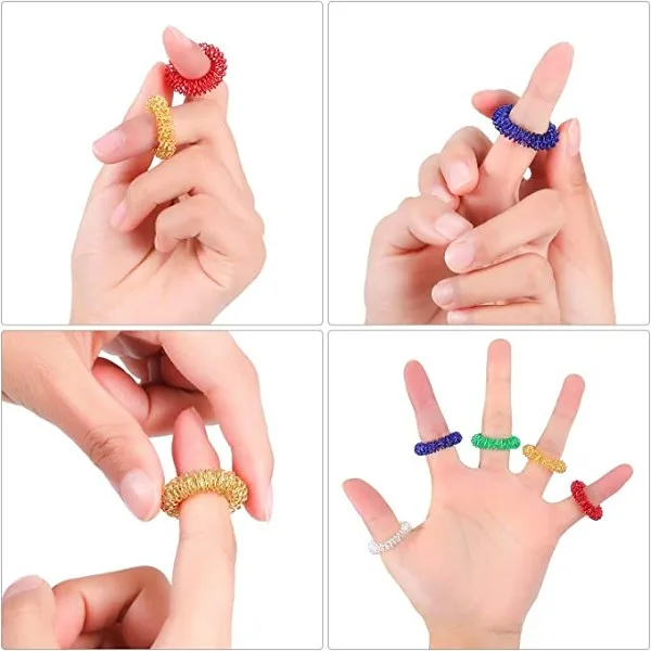 Chi-enterprise Anello Antistress Digitopressione, Massaggiatore Per Dita In Acciaio Inox, Grande, Argento, Relax E Dolori
