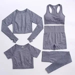 RXRXCOCO Set Sportivo Seamless Donna – Reggiseno Imbottito E Leggings A Vita Alta Per Fitness E Palestra