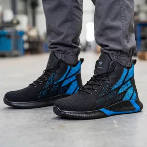 Sneaker antinfortunistiche alte con punta in acciaio antiscivolo, ammortizzanti, riflettenti per il lavoro