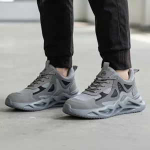 Scarpe antinfortunistiche traspiranti con puntale in acciaio da uomo, antiscivolo e leggere, tipo sneaker da lavoro